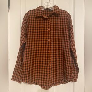 ASOS Oversized Buttondown Shirt in Rust Check Size 8